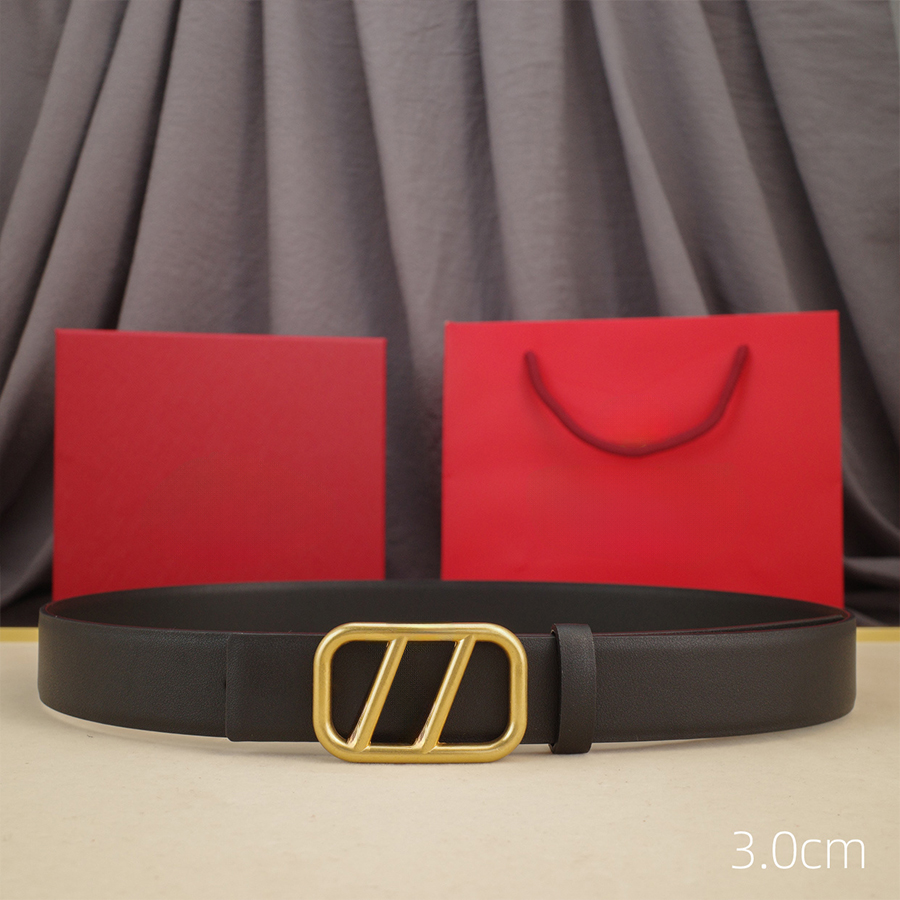 Fashionable Belt for men Classic Belt For Women Leather Belt Double-sided Cowhide Gold Buckl e Belt 3 Sizes Available