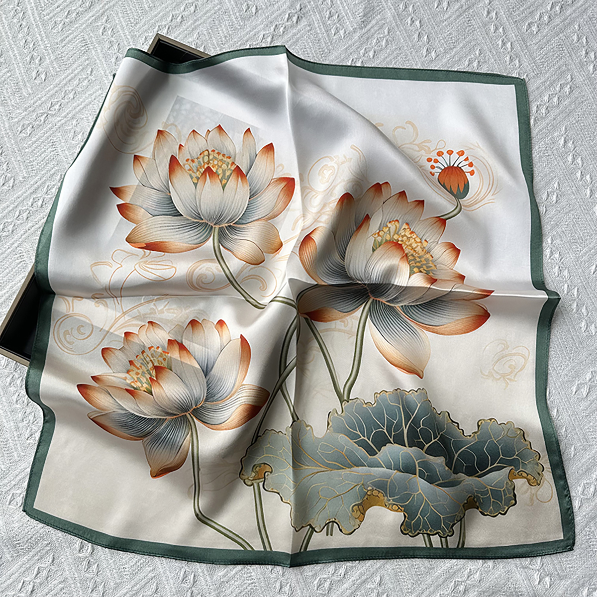 Spring fairy style versatile 100% real silk scarf for women with floral and plant prints, flight attendant decorative neckerchief, factory direct