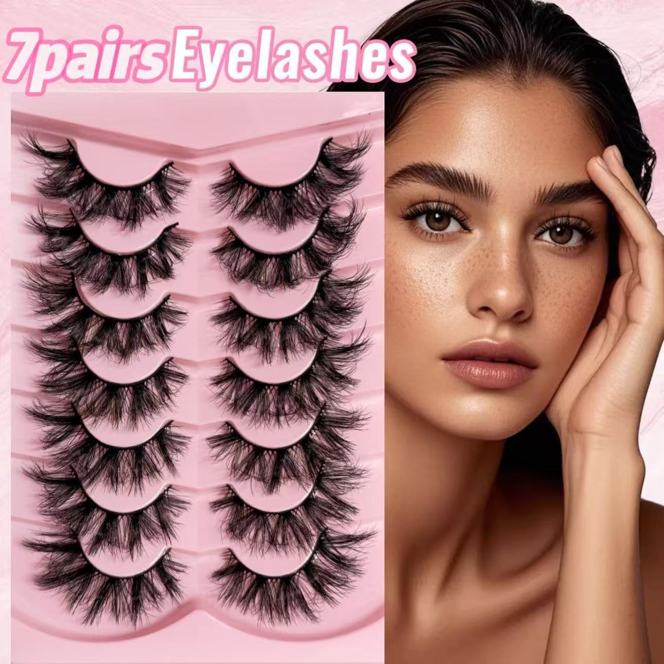 False Eyelashes - Thick Fluffy 3D Faux Mink Lashes Strip Natural Look, Handmade Reusable Eyelash Extensions Wispy Soft Lightweight Easy to Apply-image-1102959251