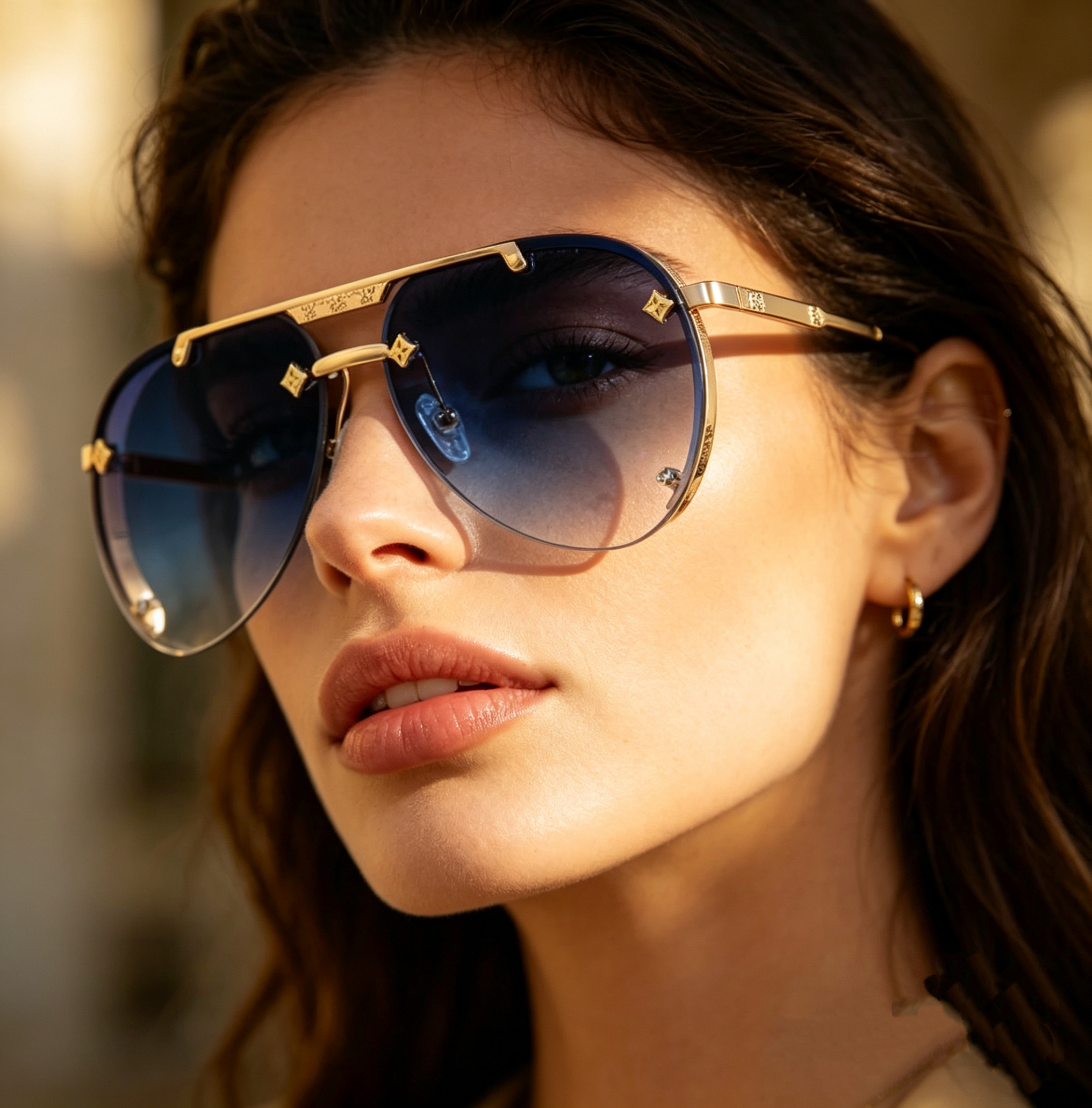 Lvsun glasses vultton Mens Designer Sunglasses Outdoor Shades women fashion Metal Oval luxury Half Frame Sunshade mirror polarized UV400 With box