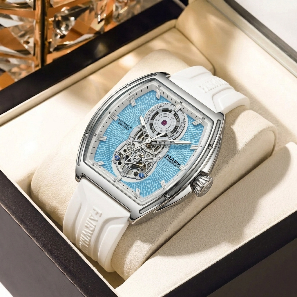 MARK FAIRWHALE watch Barrel-shaped mechanical wristwatch - Fully automatic and manual style fashionable decorative men's watch6029-image-1102777847