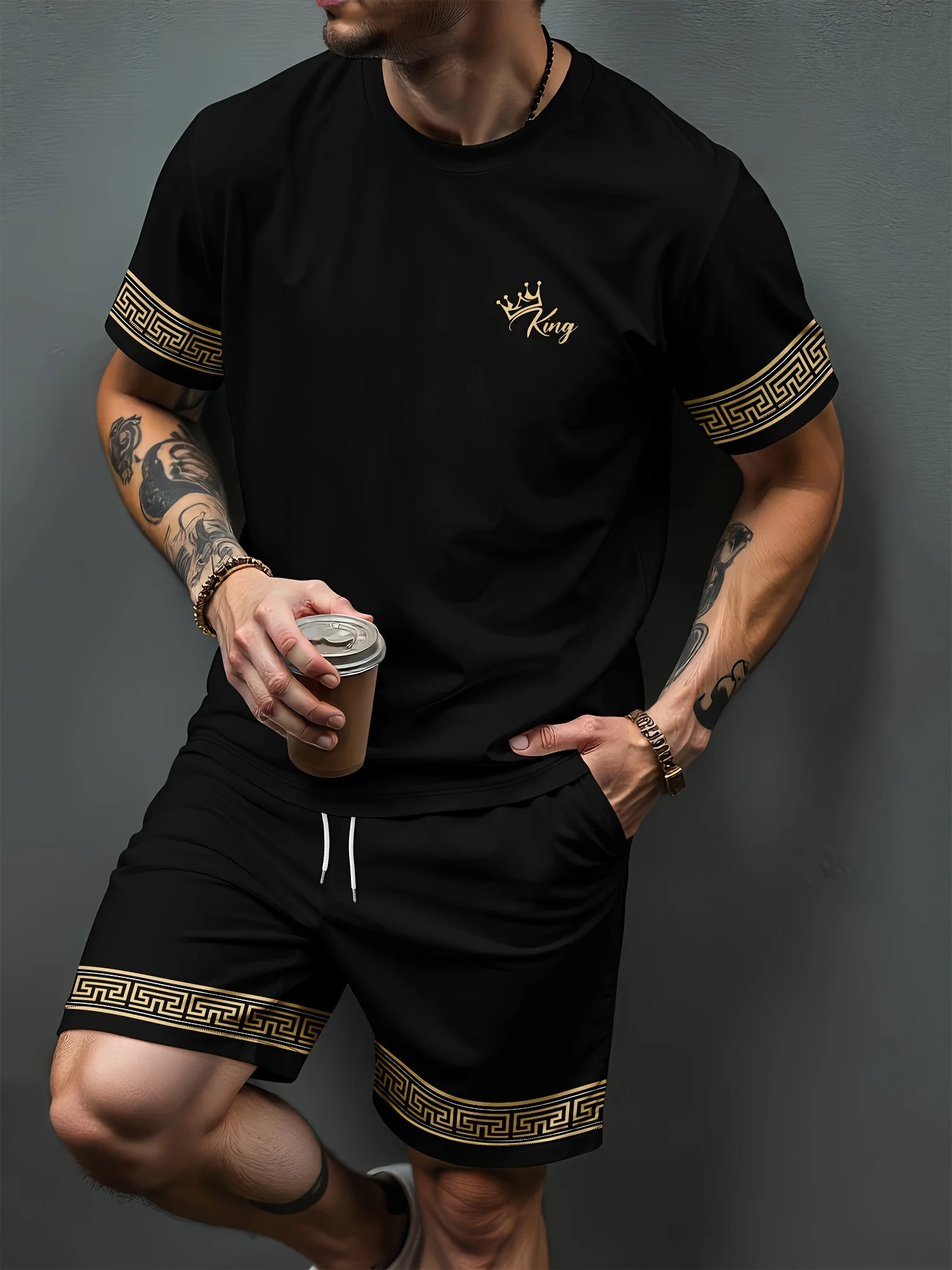 Vintage Casual Mens Tshirt Shorts Set Striped Letter Print Short Sleeve Tshirts Elastic Waist Pocket Beach Pants 260420BANJIA