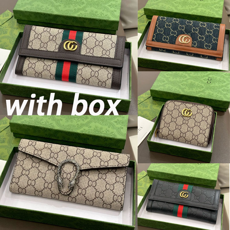 Luxury purse Designer purse Classic card bag leather high quality portable senior men and women universal purse gift belt box