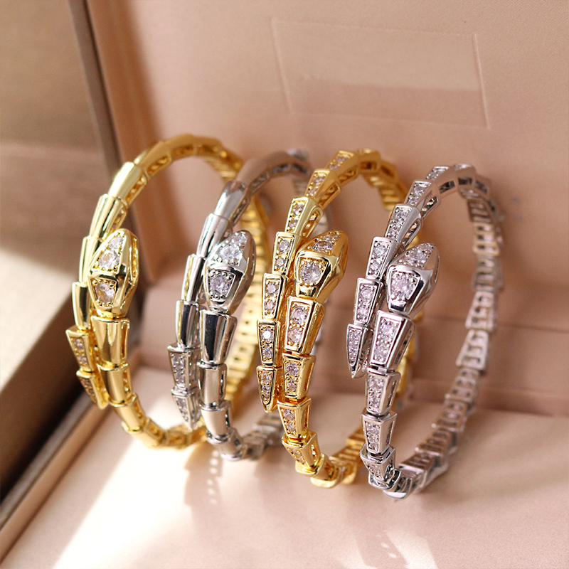 Fashion Brand Designer Bracelet High Quality Geometric Snake Shaped Bracelet Exquisite Diamond Inlaid Luxury Jewelry