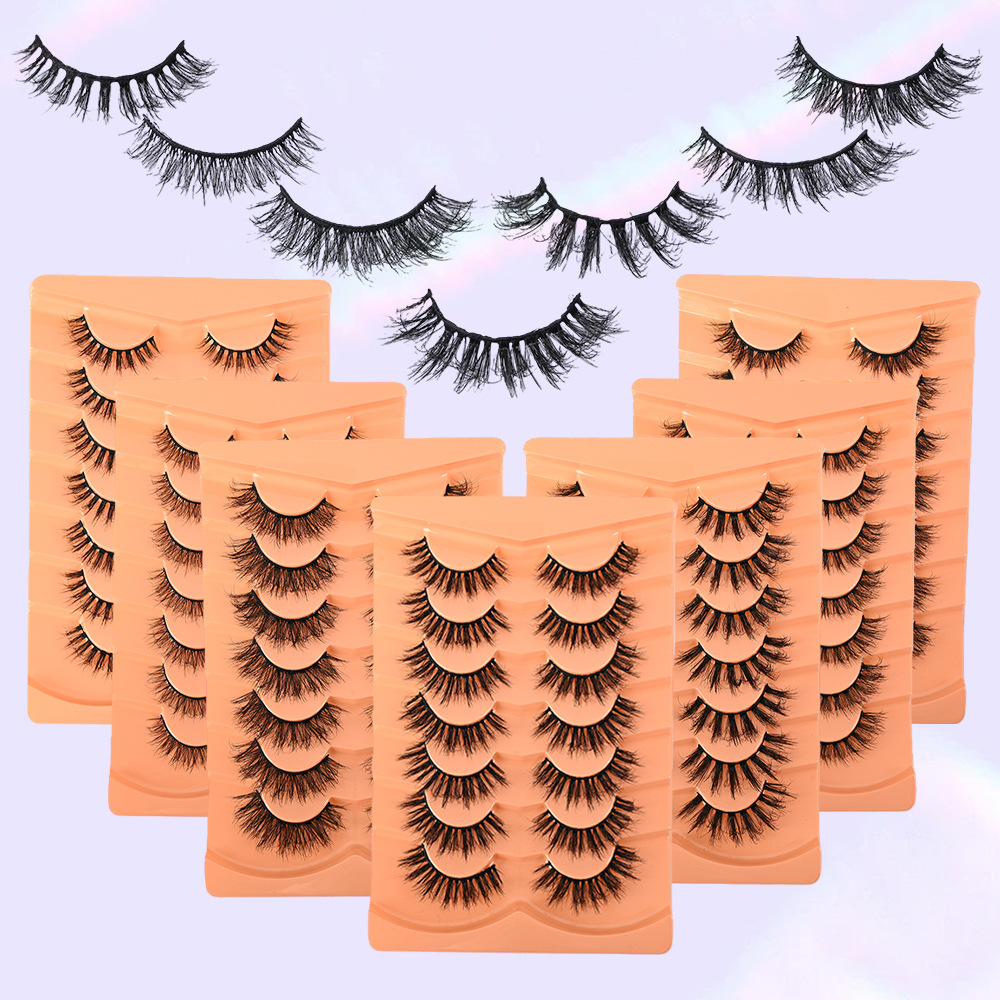 7 Pairs Thick Fluffy Eyelash Extensions Natural Look, Volume Wispy 3D Faux Mink Lashes Full Strip, Handmade Reusable Eyelashes Soft Lightweight S-image-1103110464
