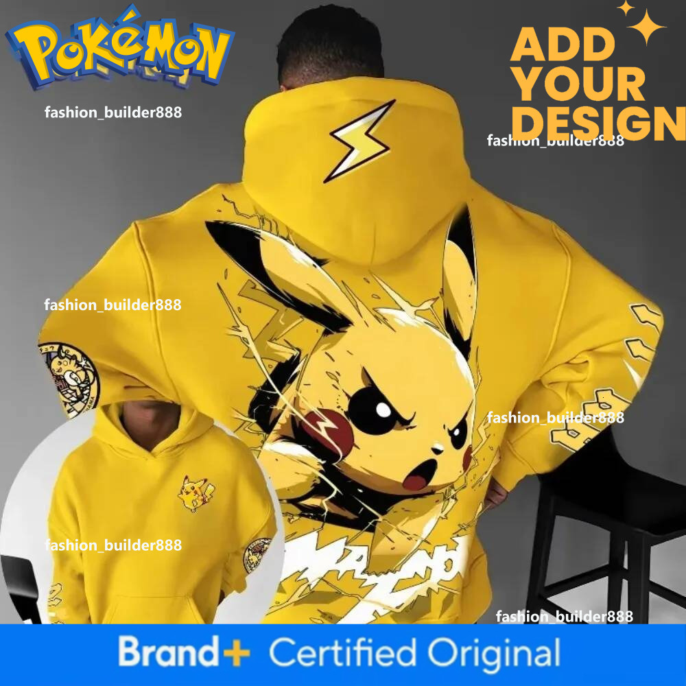 Anime Pokemon Game Pikachu Printed Hoodie For Men And Women Autumn/Winter New Y2k Harajuku Large Size Casual Trend Sweater Top