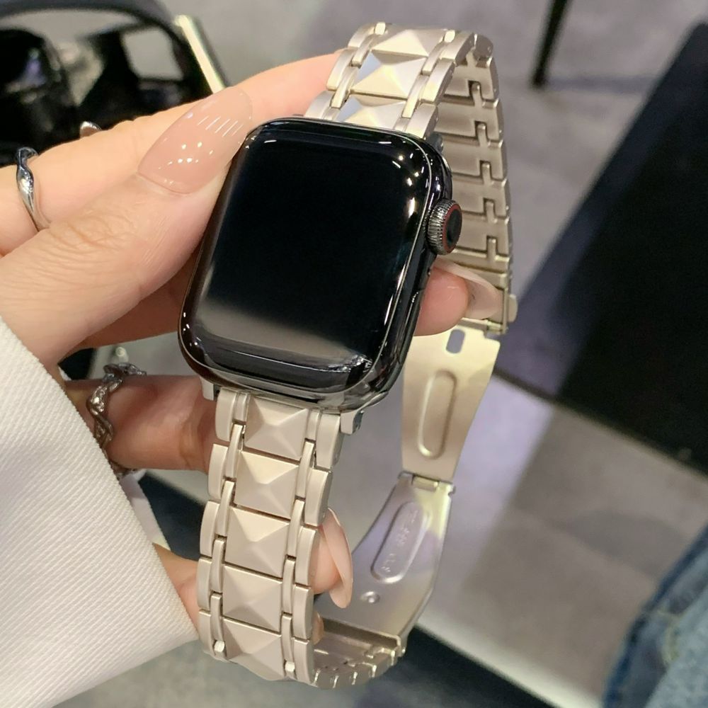 Metal 3-Link Watch Straps for Watch Bands 44 45 46 49mm Pyramid Link Wristband for iwatch 38 40 41 42 46mm for iWatch S11 10 Ultra 9 8 7 6 5 4 3 2 1