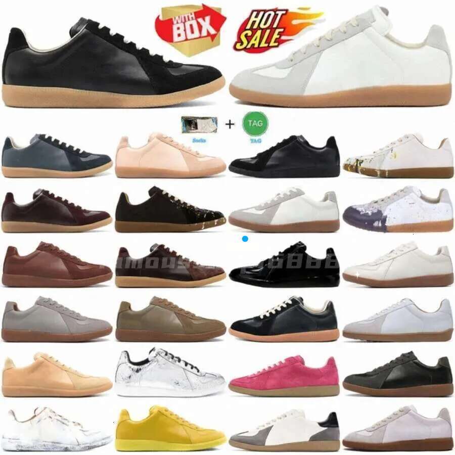 with Box DesignerShoes Sneakers Replicaing German Mm6 Army Gum Gats Trainer Paint Trainers Gat Sneaker Black GreyWhite Painter Nude Patent Brown Nut