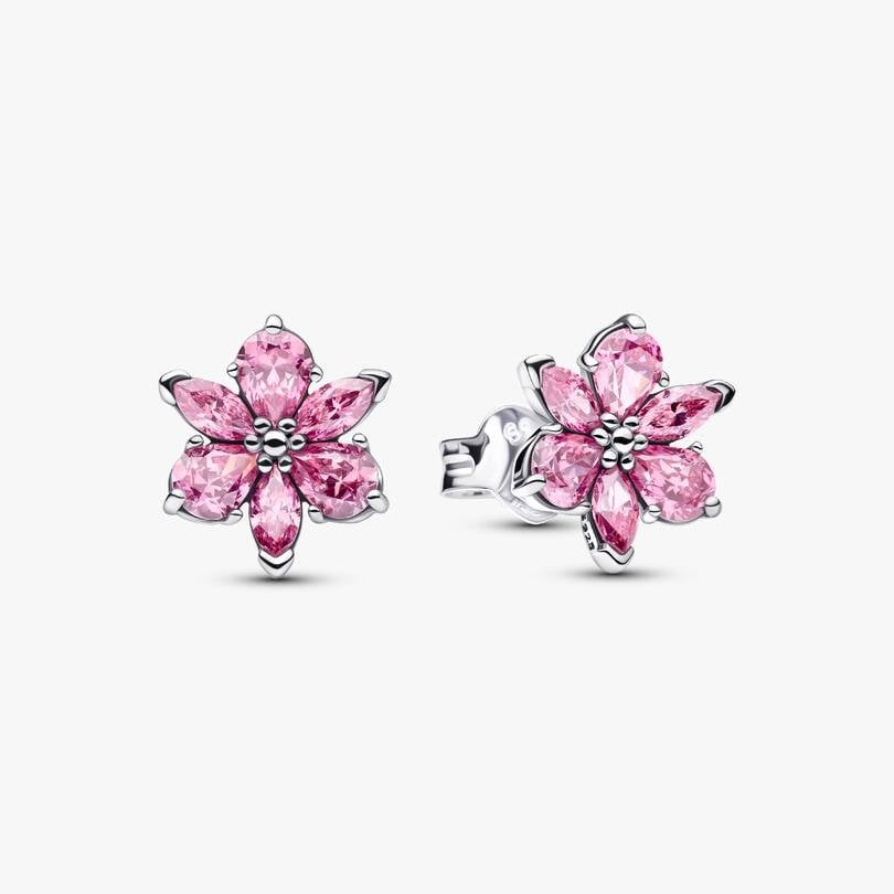 Hot Sale Fashion Women Girls Silver Gold Stainless Steel Round Pink Green White Zircon Stone Bee Flower Heart Circle Letter Stud Hoop Earrings Je-image-1103025827