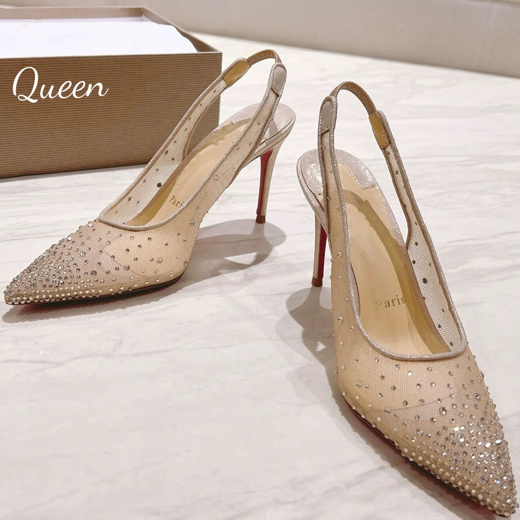 Designer high heels luxurious women's sexy rhinestone mesh pointed sandals casual flat shoes, fashionable and elegant wedding banquet style shi