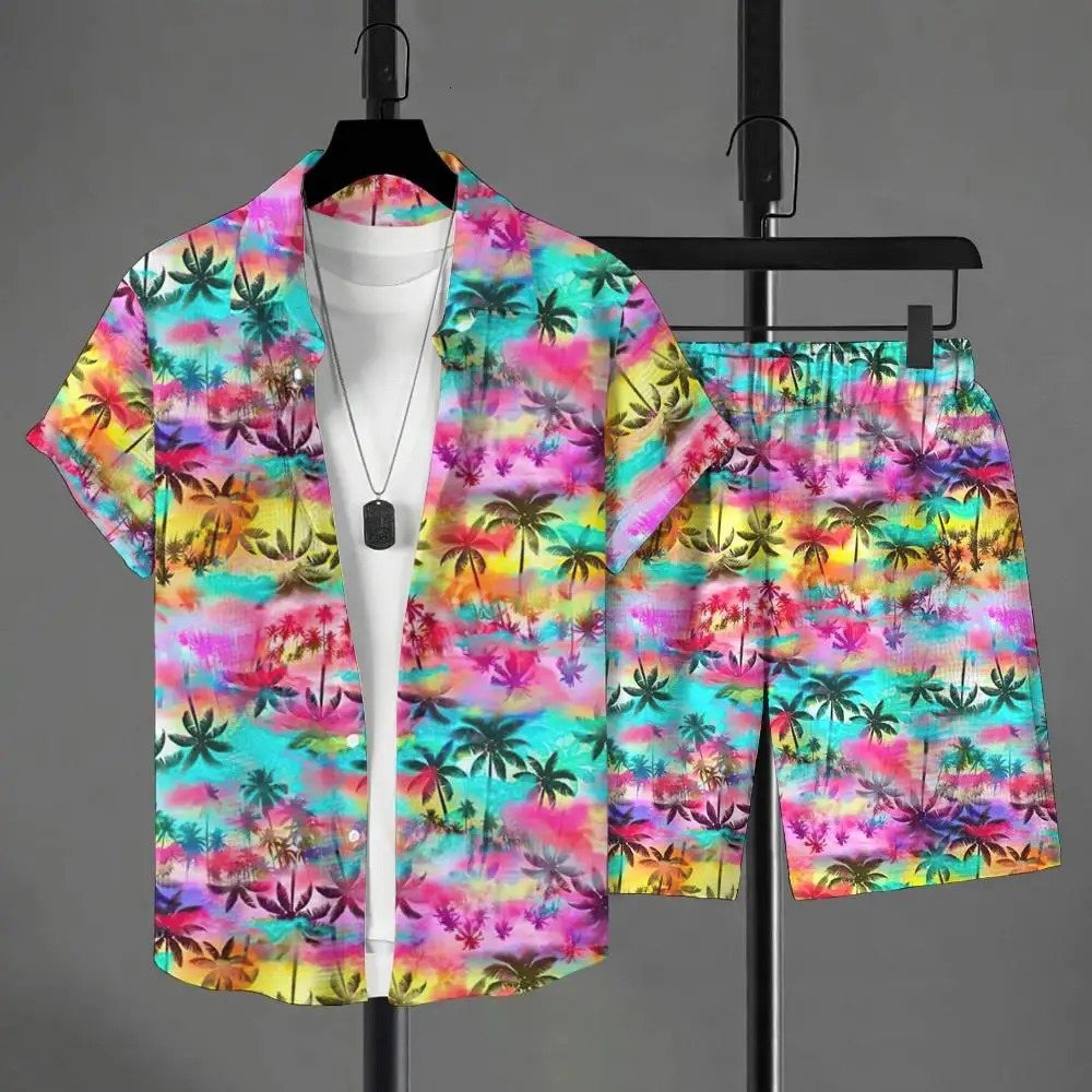 Hawaiian Style Mens Shortsleeved Shirt Summer Beach Short Suit Street Casual Y2k Shorts Leisure 260420BANJIA