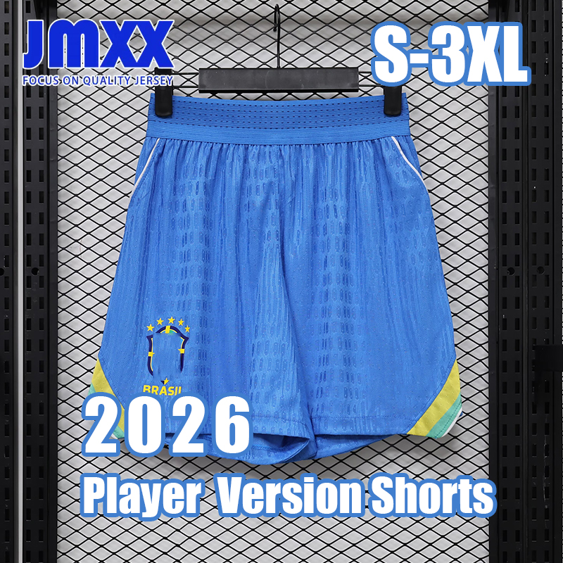 3XL XXXL JMXX 26 27 Player Version Shorts Brazil Man Soccer Short Away Mens Sport Pants 2026 2027