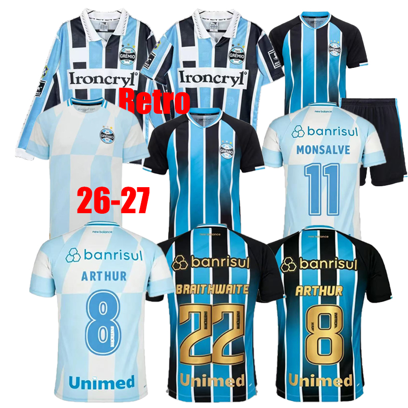 2026 Gremio soccer jersey Pavon Kannemann BRAITHWAITE VILLASANTI OLIVERA Willian26 27 Ronaldinho retro Gremio home vintage old classic football shir
