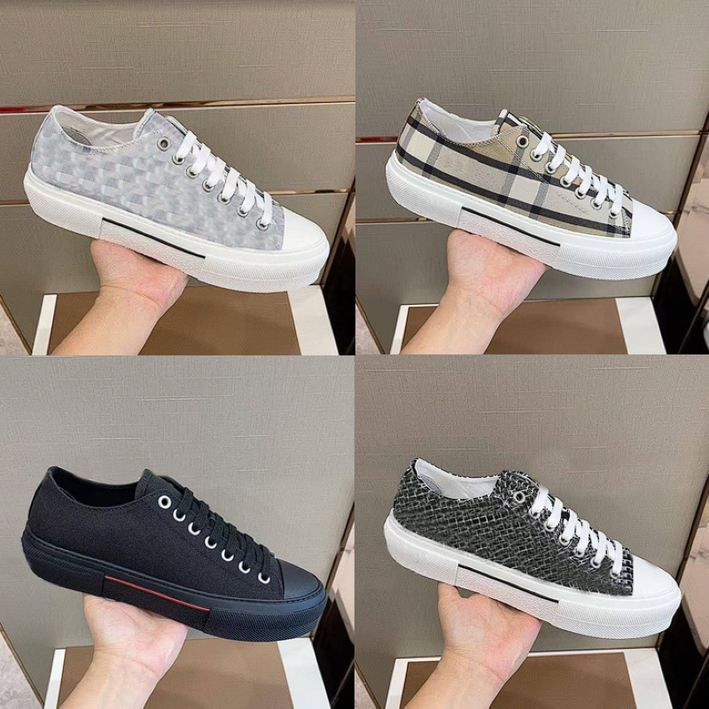 Designers Shoes Men Women Vintage Print Check Striped Sneakers Flats Shoes Low-top Lettering Plaid Canvas Shoes