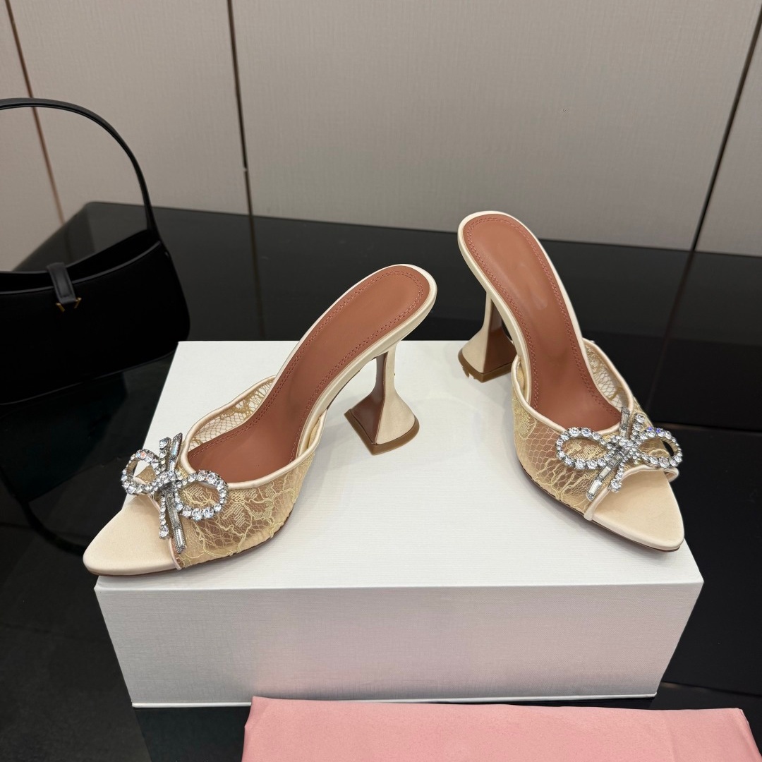mina women lady bowtie summer high heel 9.5CM heeled slipper shoes evening sexy party club sandal footwear AM1031-image-973223129