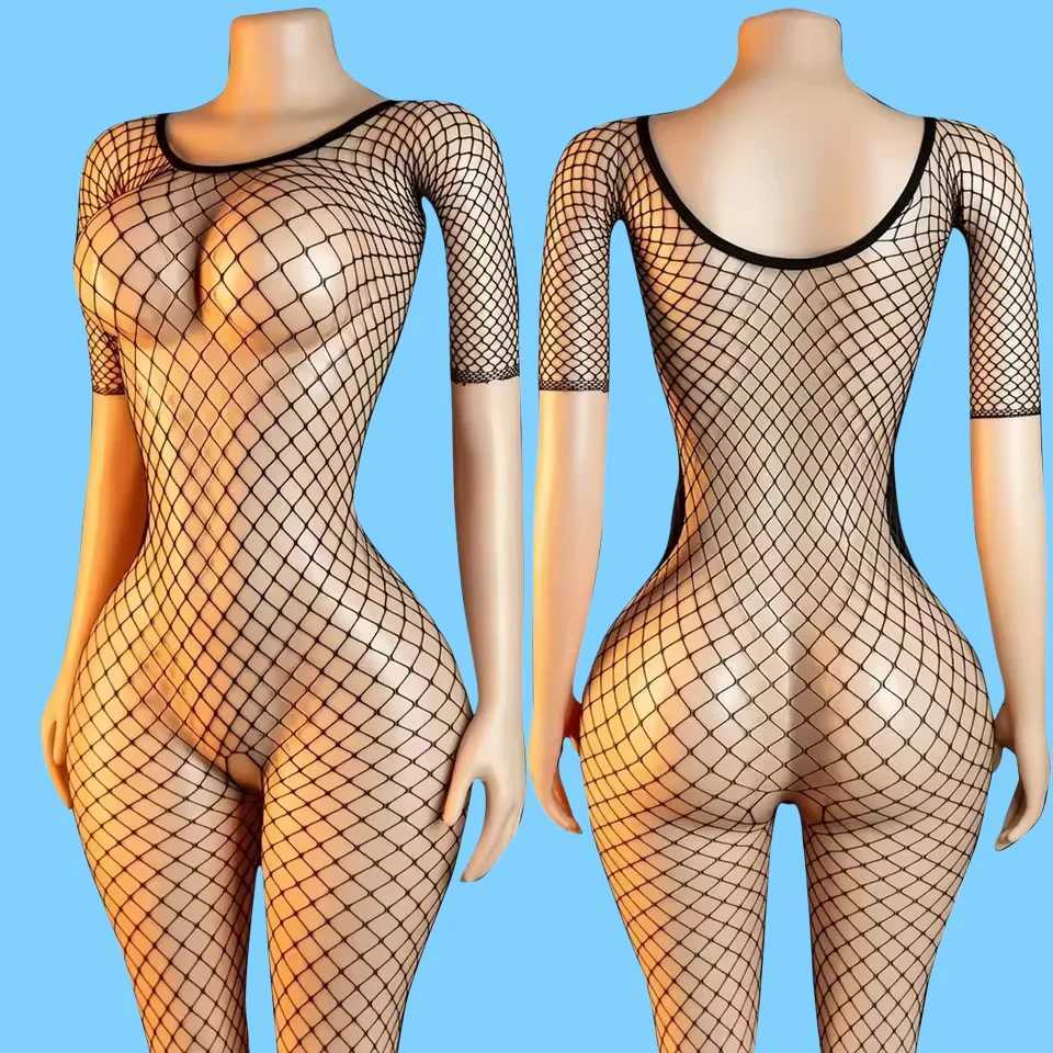 Women Sexy Adult Fishnet Mesh Open Crotch Bodystockings Lingerie Catsuit Transparent Erotic Clothing See Through Bodysuits 18L260422