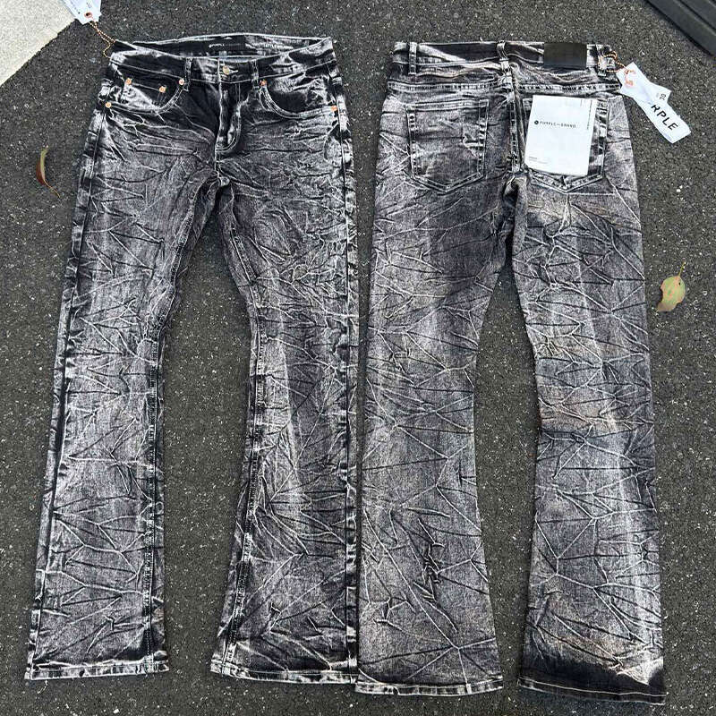 Designer Purple Jeans Style Flare Men Original Fabric High Quality Designer Trendy Purples Jean Black Washed Bootcut Pueples Pants Unisex High Stree