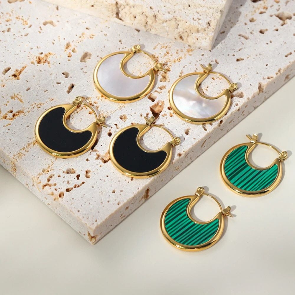WILD FREE Trendy Geometric Round Hoop Earrings For Women Stainless Steel Gold Color Vintage Jewelry Y2K Accessories 260422BJ