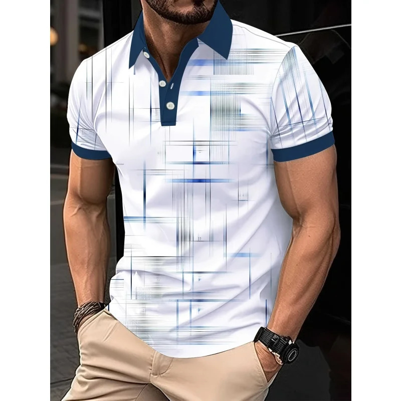 3D Printed Striped Flower Polo Shirt For Men Gradient Leopard Pattern T-Shirts Summer Loose Short Sleeve Tees Street Lapel Tops 260422BJ