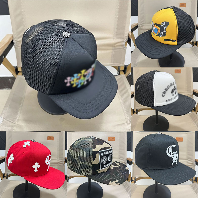 Designer hat chrome wide-brimmed sun hat luxury brand baseball cap Sanskrit logo mesh cap black trucker hat embroidery high-quality baseball cap man