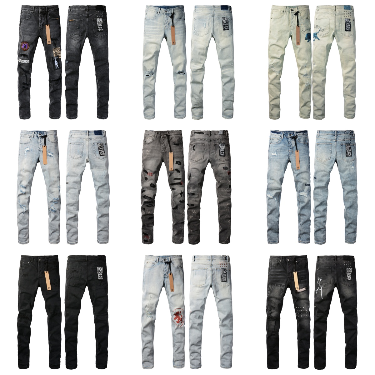 2026 Men's Jeans Ksubi New Trendy Designer Cotton Zipper Jeans KSUBI Fashion Versatile Slim-fit Ripped Distressed Casual Jeans Hiphop Pocket-image-1103238266