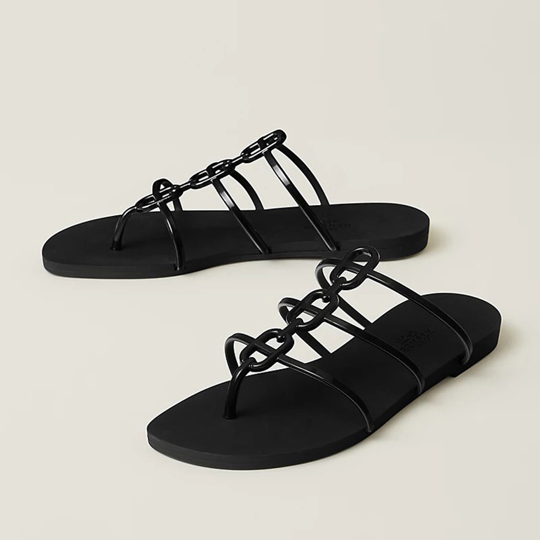 Top Trendy Ladies Summer Slippers Sandals Mykonos Slides Italy Fashion Black Leather Pig-Nose Jell-O Shoes Slids Designer Casual Office Sandal Flips
