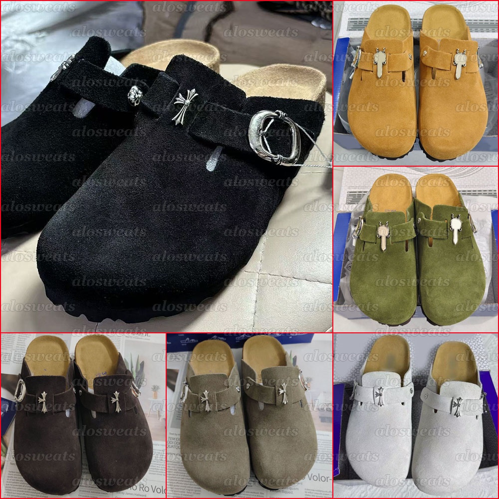 Winter Scuffs Clogs Clog Slippers Designer Genuine Leather men women Buckle Slides Claquette Beach Cork Sandals mens womens Casual Flats Shoes