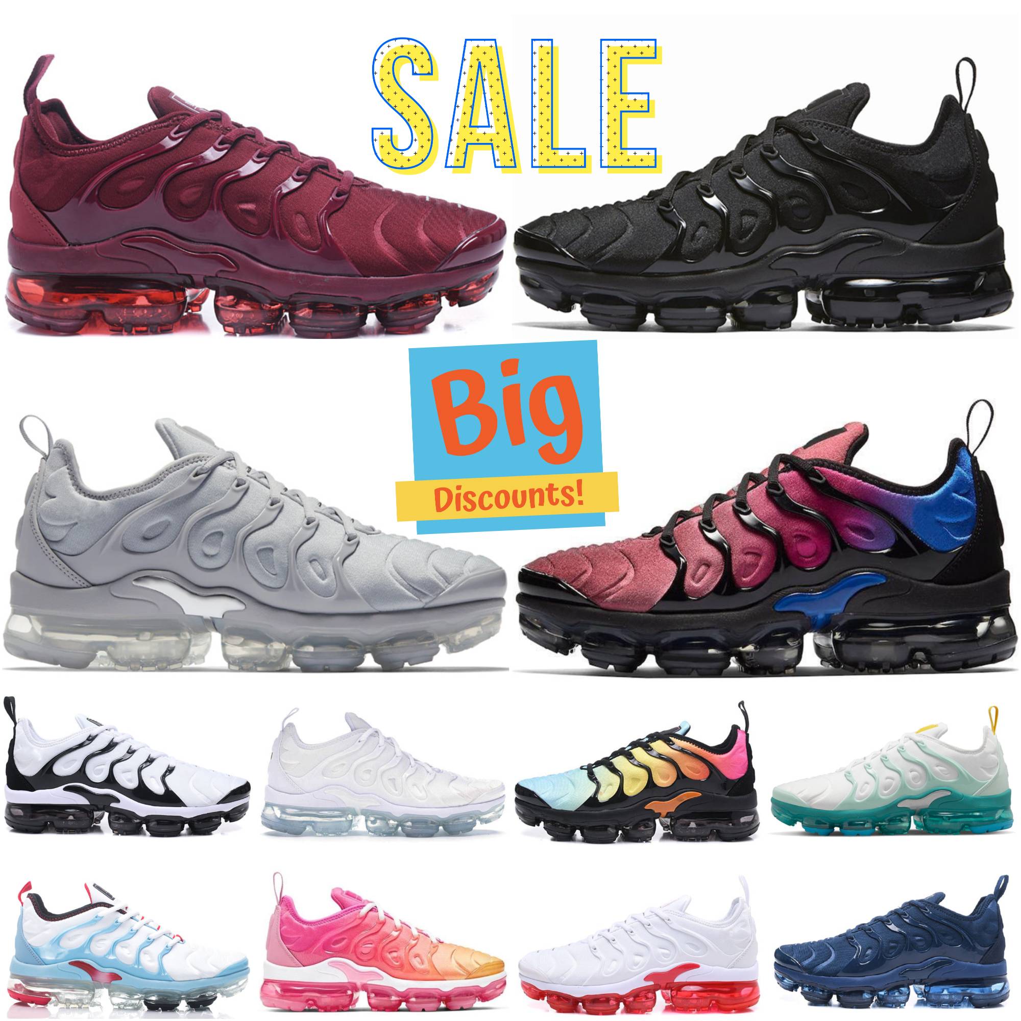 Designer Vapormmaxss Plus TN Running Shoes Maxtns Mens Women Tns Sneakers Triple White Black Burgundy Cherry University Blue Game Royal Obsidian Wal