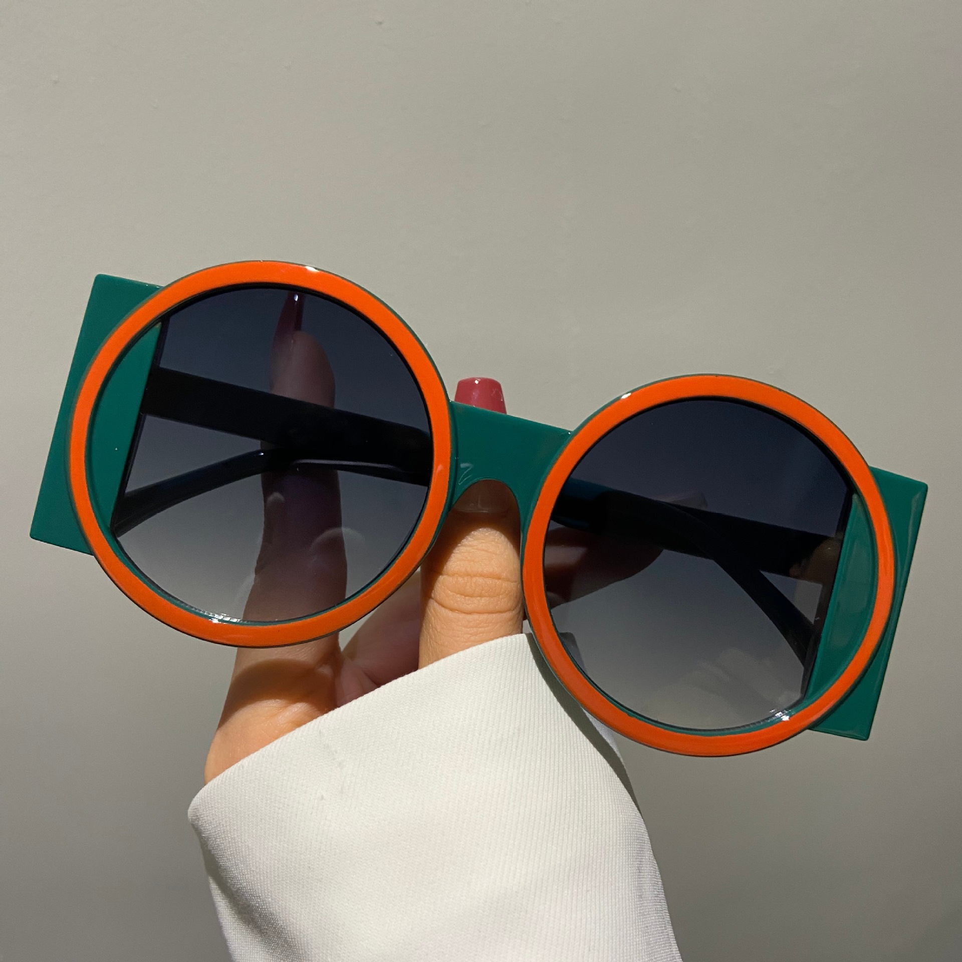 Free Shipping luxury Fashionable large round frame women men dual tone personalized fashion casual glasses