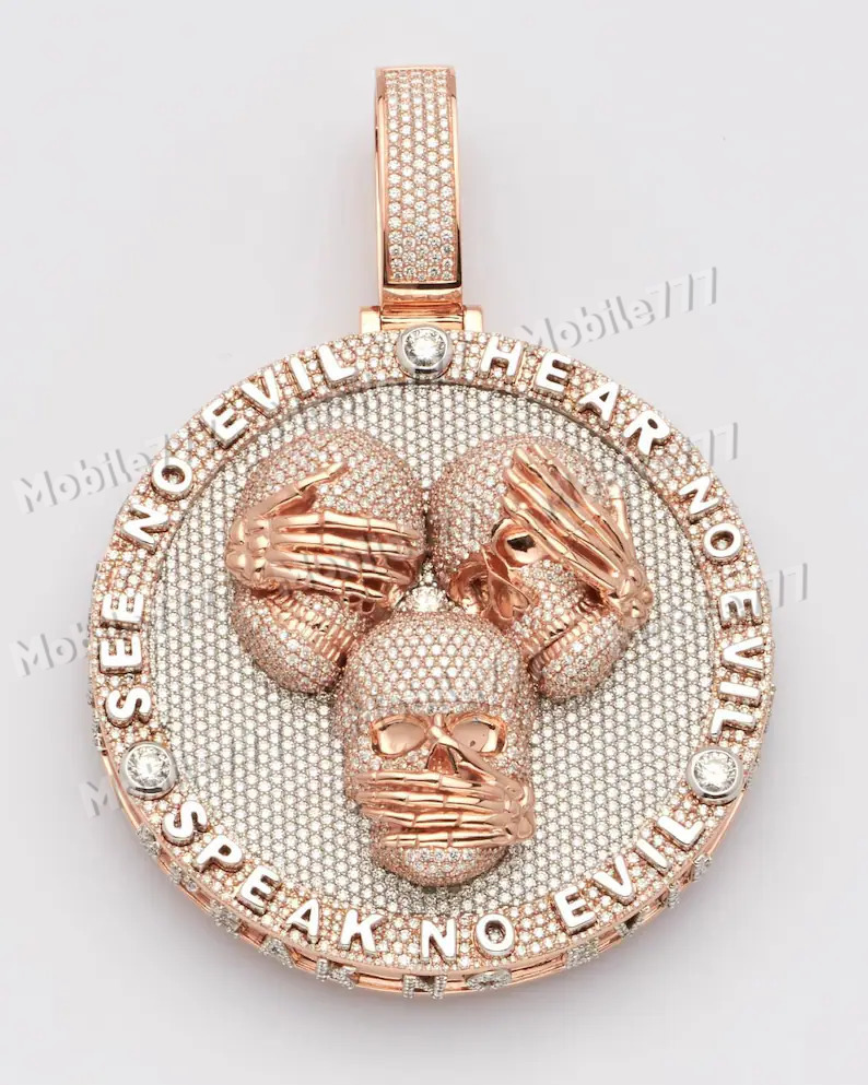 25ct Brilliant Cut VVS Moissanite 3D Pendant Charm 14K 18K Rose Gold Plated 925 Sterling Silver Hip Hop Classic Skull Tishya Micro Party Custom mult