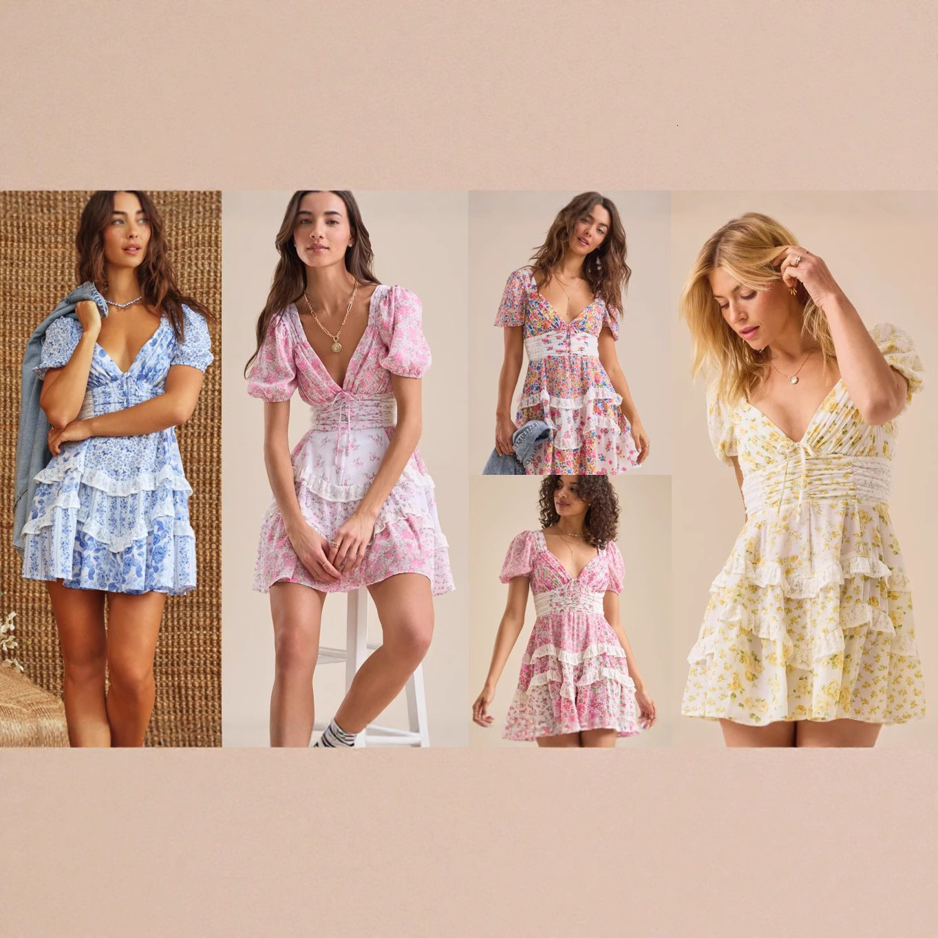 Robes décontractées basiques d'inspiration bohème, mini robe en coton imprimé au crochet et en dentelle, style portefeuille, robe d'été mignonne
