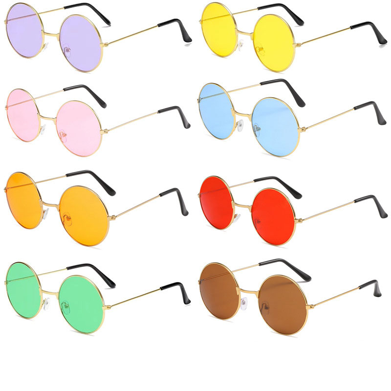 Free Shipping luxury Retro round sunglasses colorful trendy round frame glasses colored sunglasses lenses