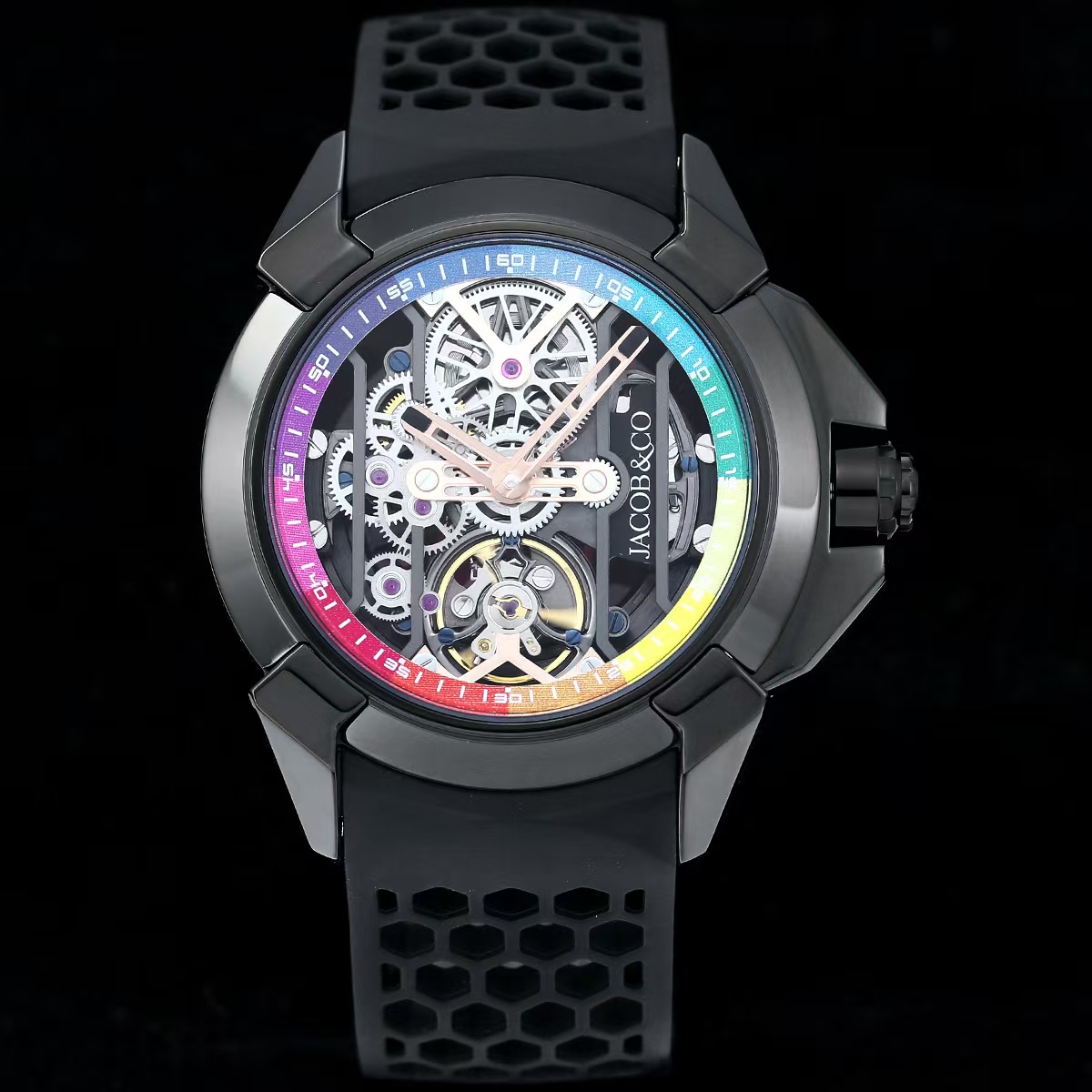 Epic x Skeleton Mens Watch Rainbow Luxury Wristwatch Black Steel Automatic Sapphire Crystal Sports Watches