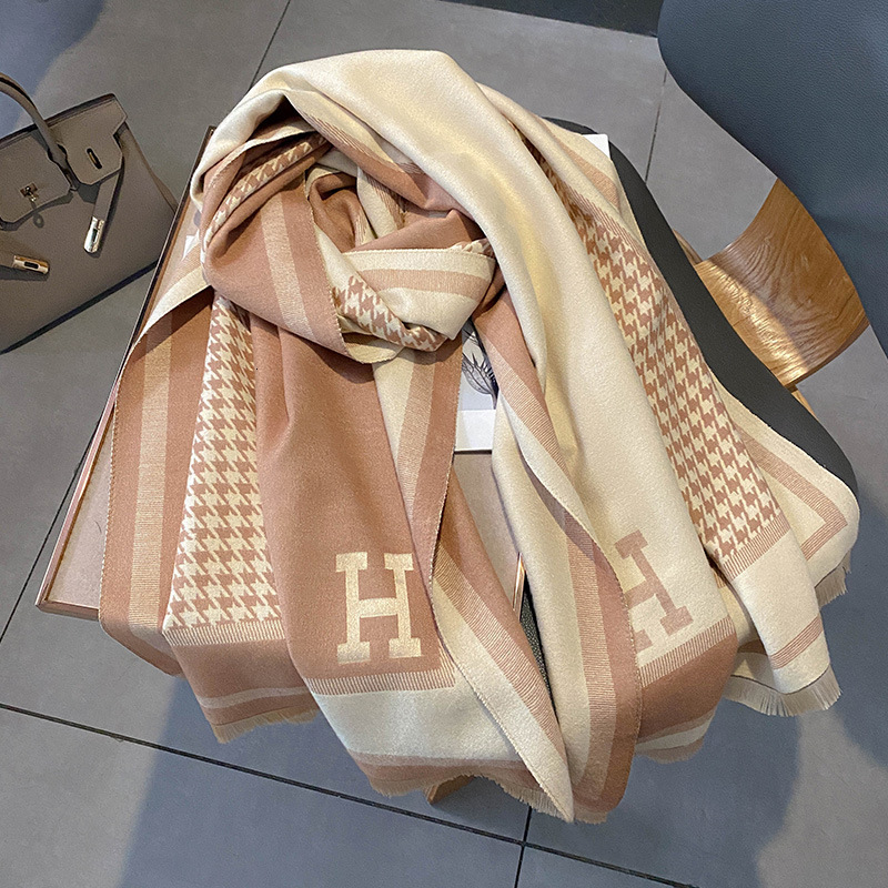 Designer Luxurious Women's Wrap Fashionable Wool Scarf Warm thick decorated with tassels it is a windproof neckline scarf and wrap for winter