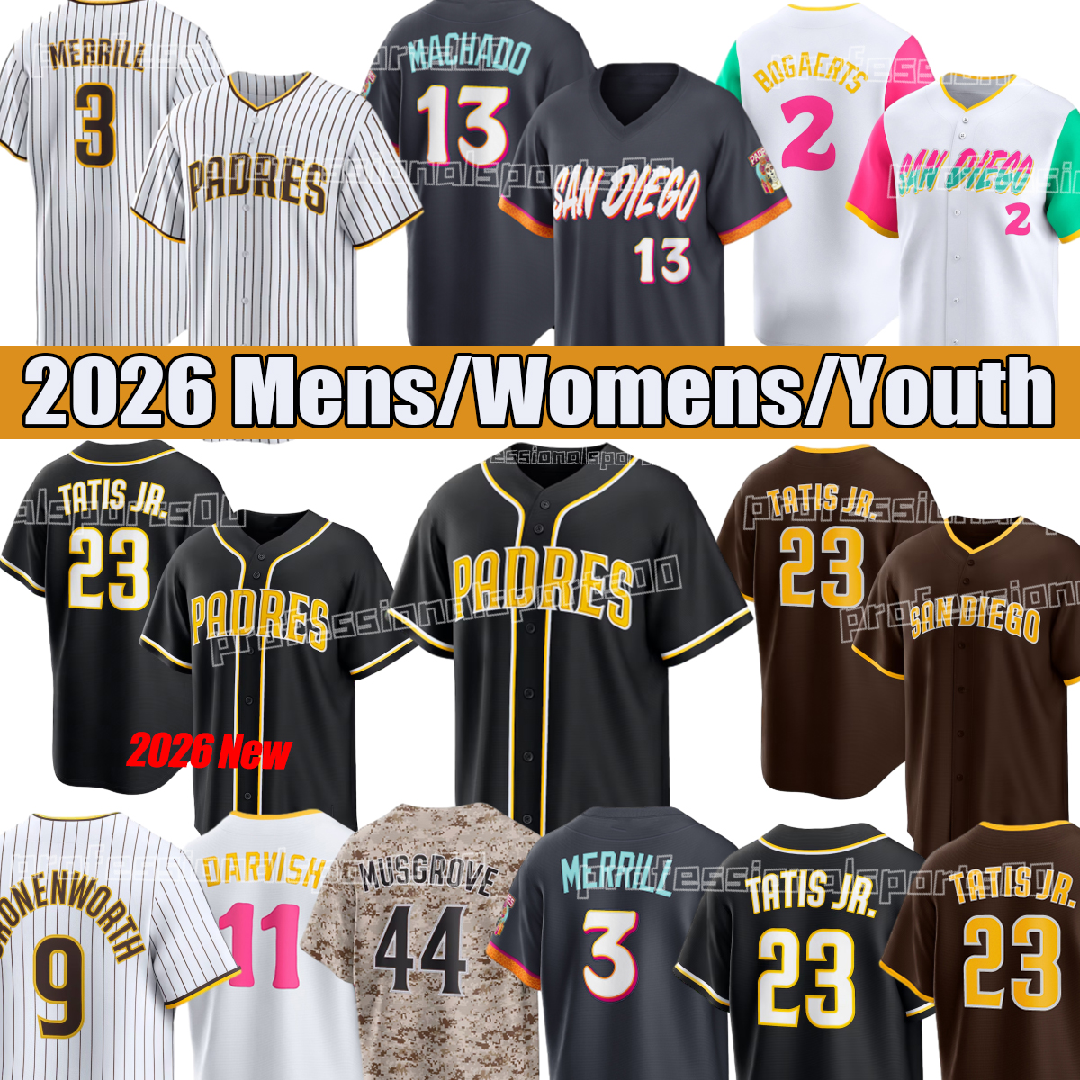 San Diegos Padres Jersey 23 Fernando Tatis Jr. 2026 City Connect Nick Castellanos Manny Machado Jackson Merrill Bogaerts Joe Musgrove Cronenworth-image-937643052