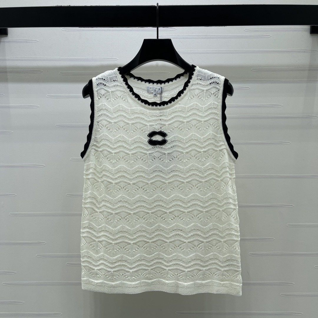 Women's Knits & Tees Designer Luxe Womens T-shirts Knitted Polo Vest Letter Print Sleeveless Tank Tops Slim Fit Suer Old Money Style Streetwear