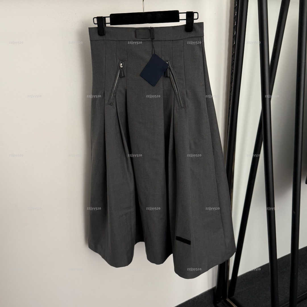 Brand women skirt high quality girls skirt designer clothes women zipper double pocket high waisted suit half skirt A084X02N049-image-1104795612