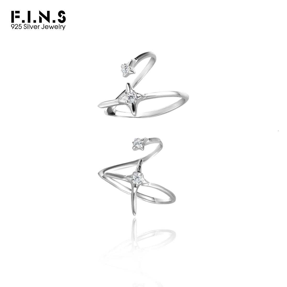 FINS 1PC Original S925 Sterling Silver Cross Star Clip Earring Simple Line Zircon Earcuff Catilage Fine Jewelry Anti-Allergy 260422BJ