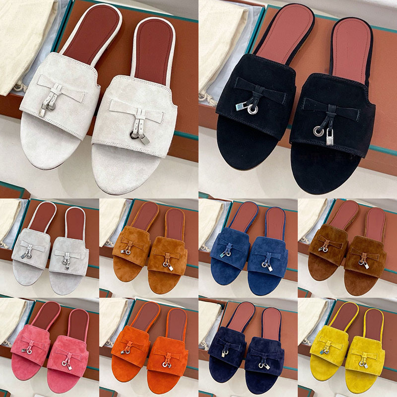 Designer Shoes fashion commute niche lady slippers, Various popular colors white black brown, outdoor office worker Lazy slippers, With Box