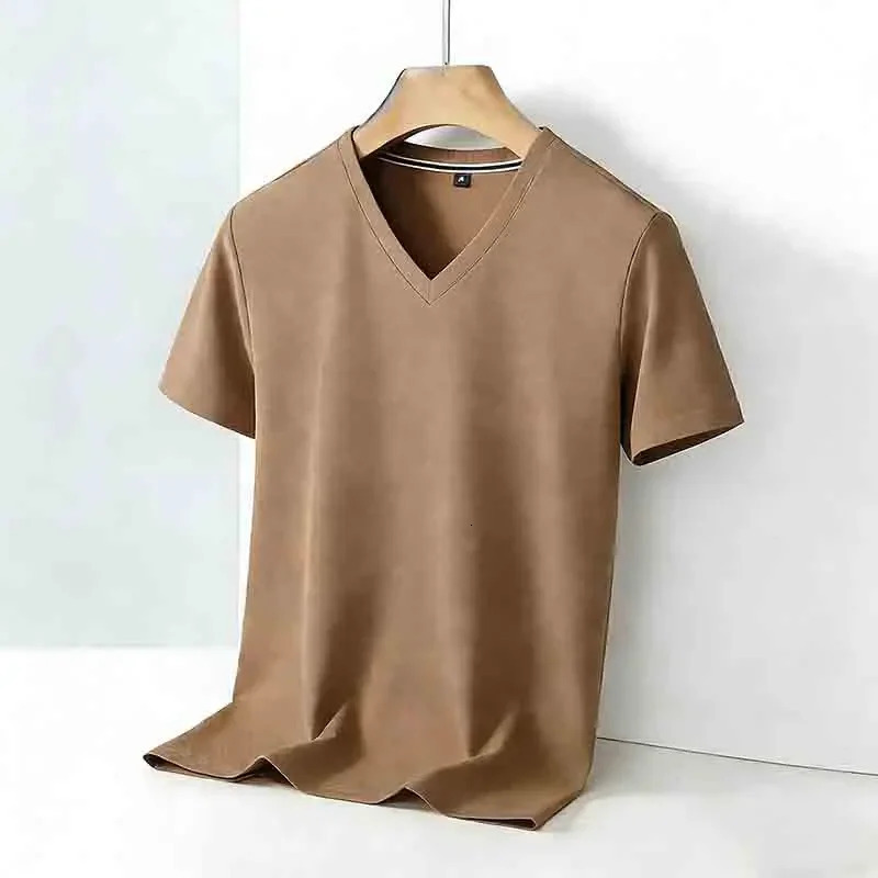 Mens Comfortable V-Neck Short Sleeve T-Shirt 2026 Casual Daily Office Summer Fashion Mens Top 260422BJ