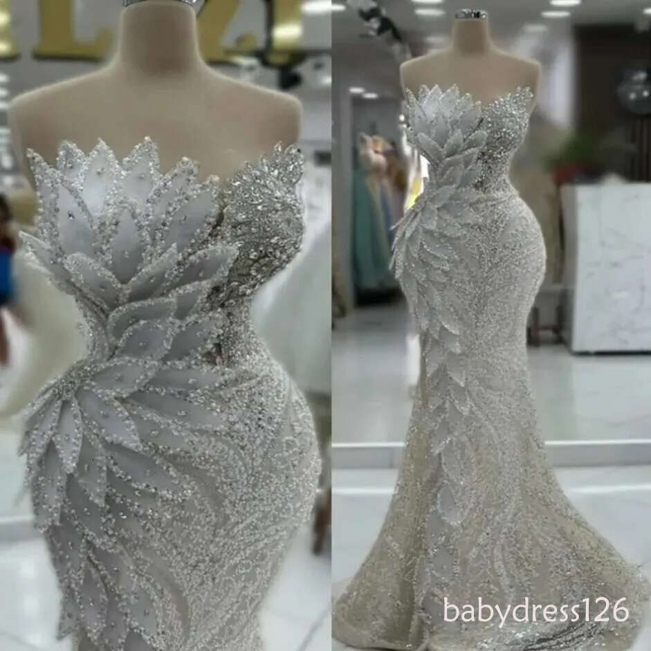 Luxury Mermaid Prom Dresses With Sequined Flora Patterns Plus Size Beaded Lace Rhinestone Decorated Birthday Party Gowns ASO EBI Formal Occasion Rob