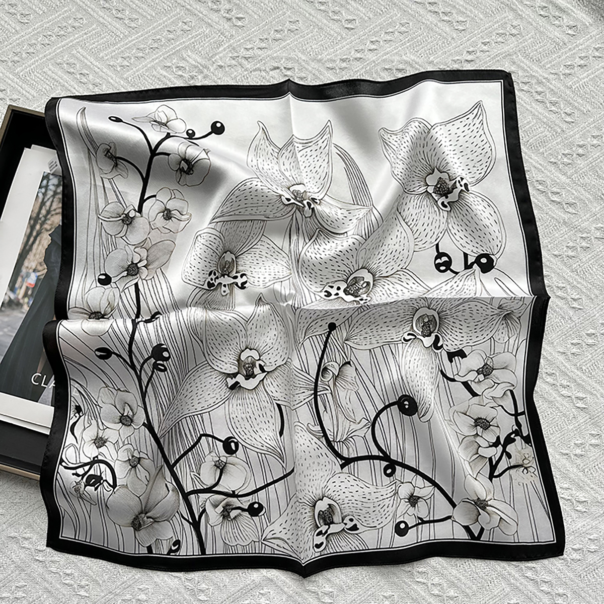 Spring new style printed silk 53 small square handkerchief for women, elegant and versatile, 100% mulberry silk scarf wholesale factory direct sale