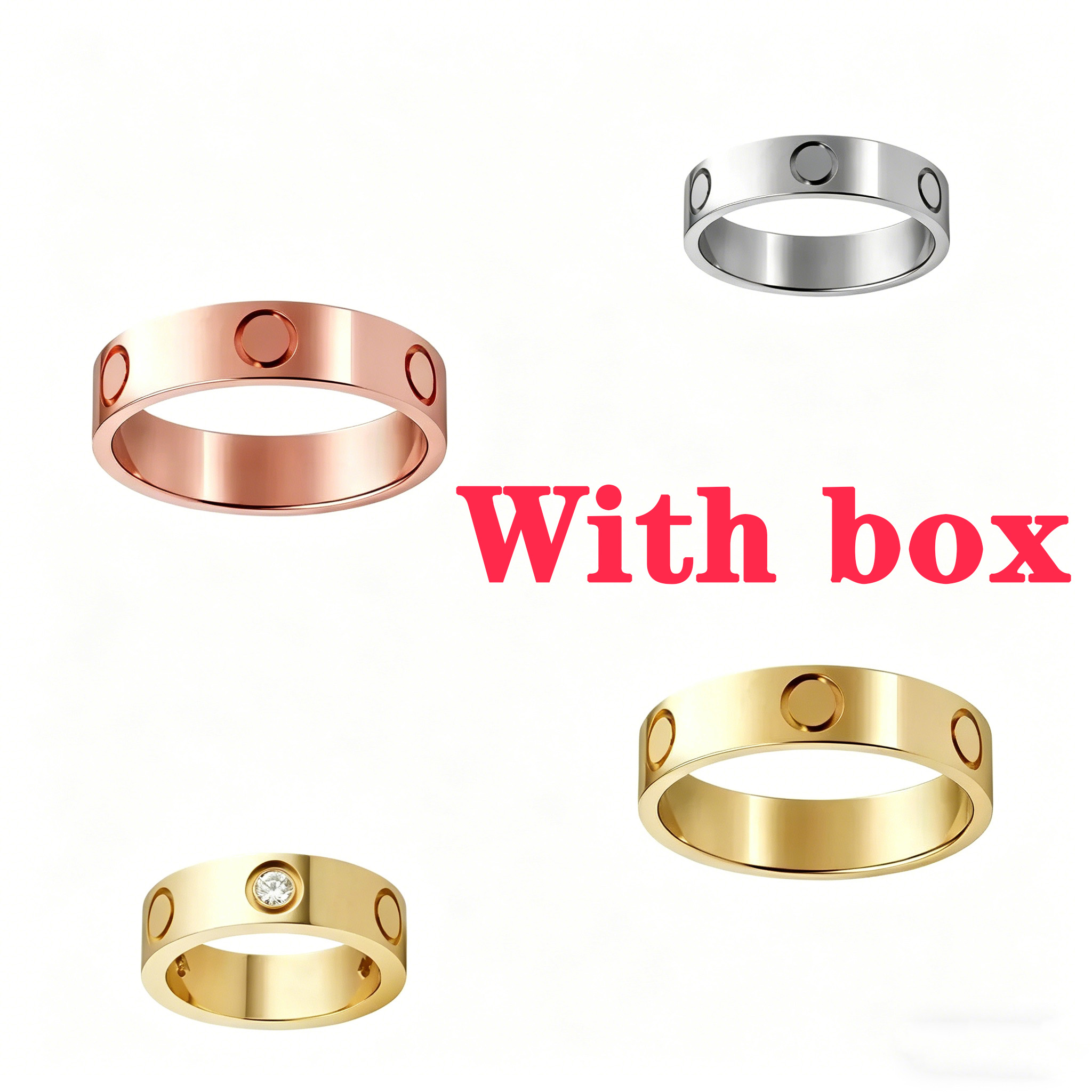 ring designer ring love ring Trendy Love Band Ring High Quality Stainless Steel 4 Styles (With/Without Stone) Couple Matching Jewelry wedding ring g