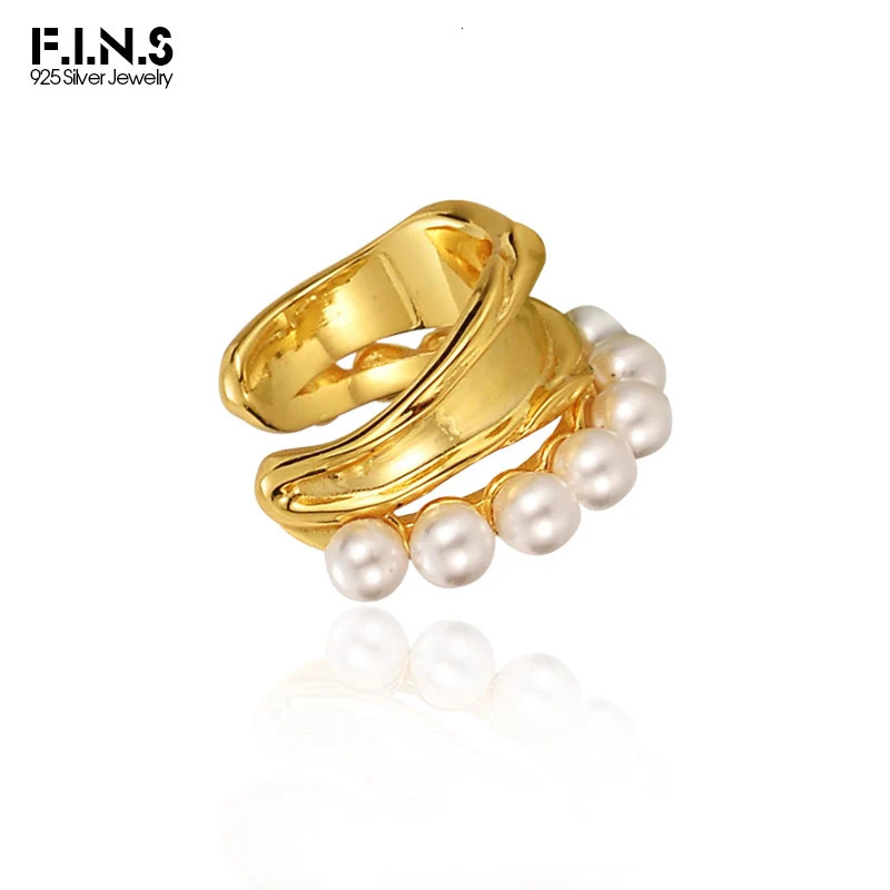 FINS 1PC S925 Sterling Silver Hollow Clip Earrings without Ear Holes Shell Pearl Open Earcuff Catilage Fine Jewelry Accessory 260422BJ