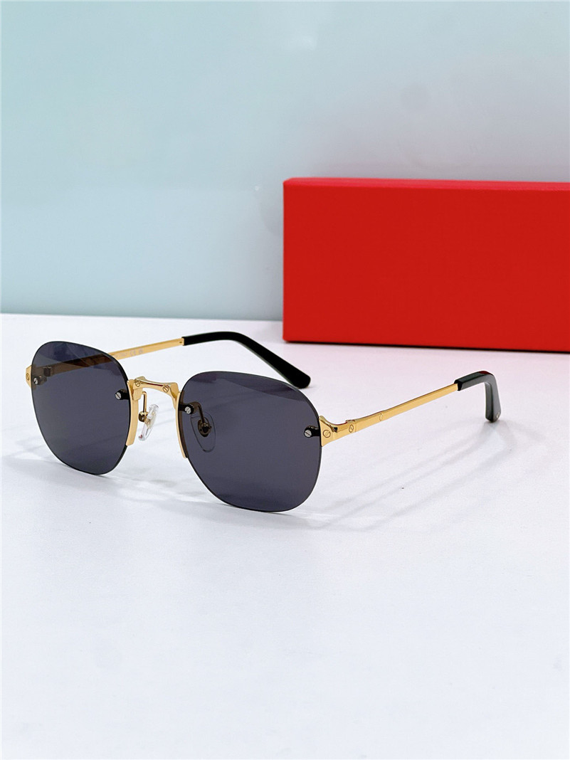 Lunettes de soleil carrées au nouveau design de mode 0459S, monture en métal galvanisé exquis, lentille sans monture, style simple et populaire,