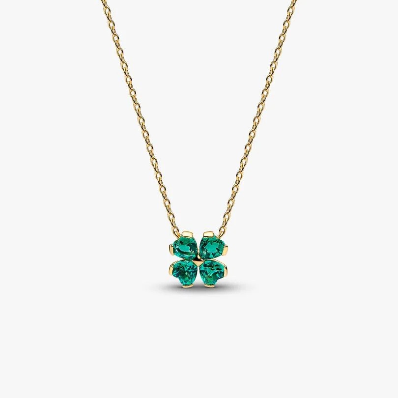 Fashion Women Men Silver Gold Stainless Steel White Pink Zircon Water Drop Cartoon Four Leaf Flower Heart Stone Letter Pendant Necklace Jewelry-image-1103238210