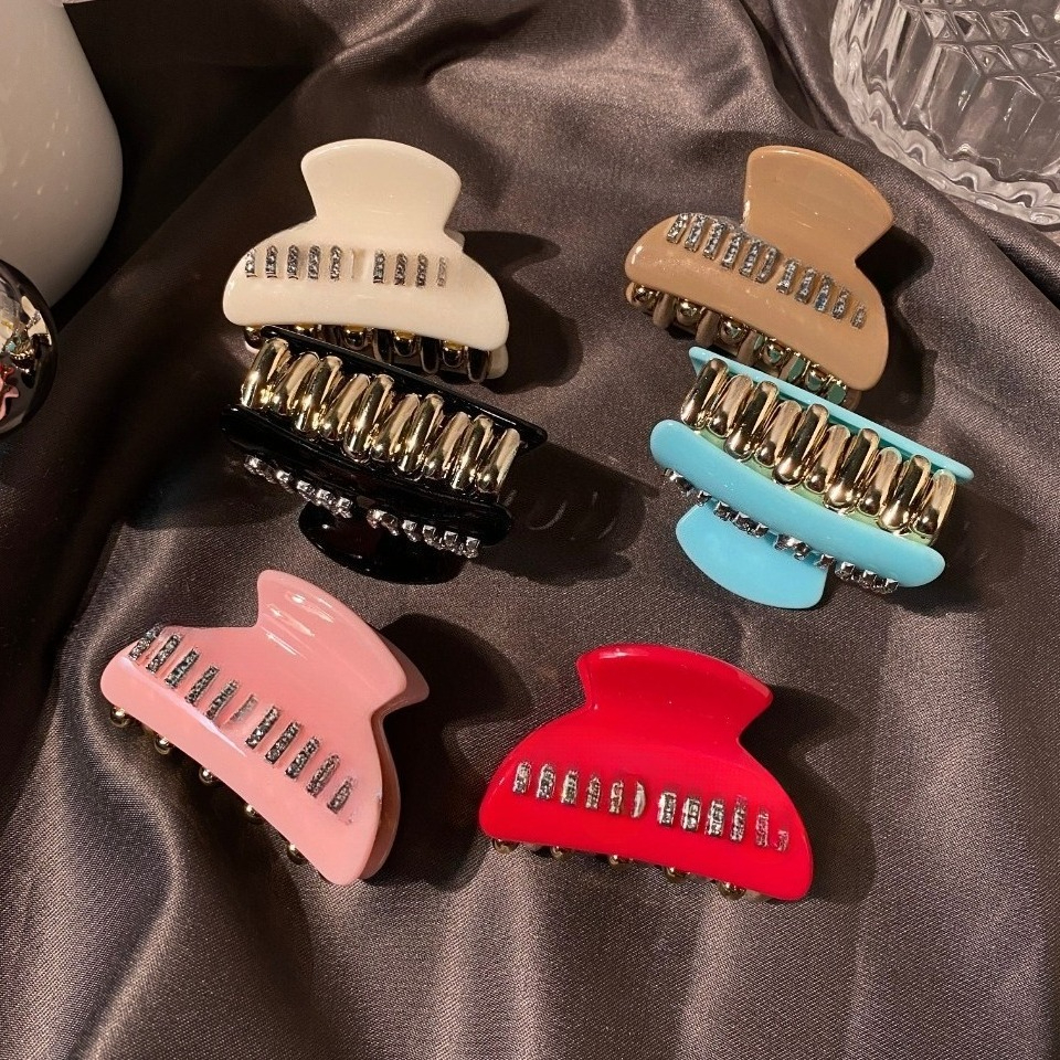 Luxury Hair Clip Color Vintage Style Shark Hair Clips Classic Hair Jewelry Girl Friend Gift Face Washing Makeup Hair Clamps-image-1103400888