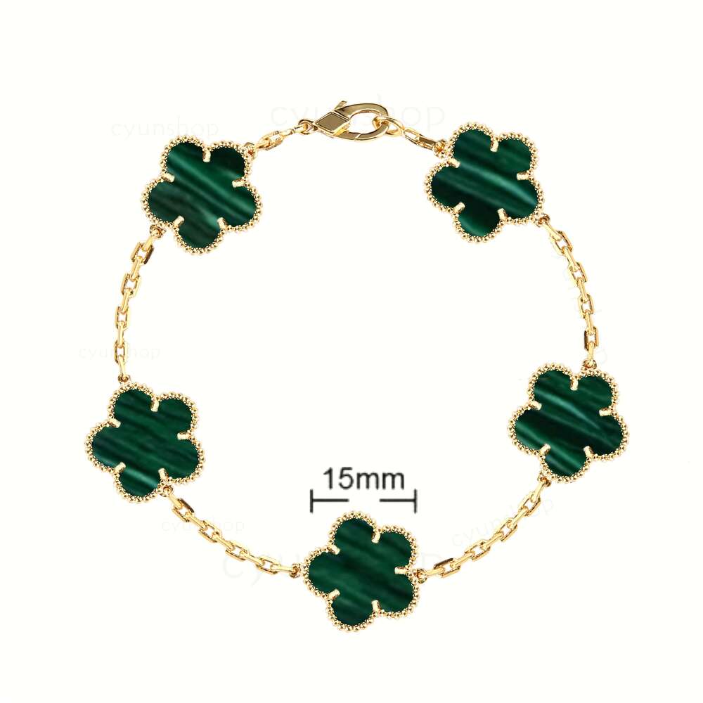 18k Gold Plated 5 Clover Flower Classic Designer Charm Red Agate Onyx Lucky Bracelet Women Jewelry Gift-image-1106946518