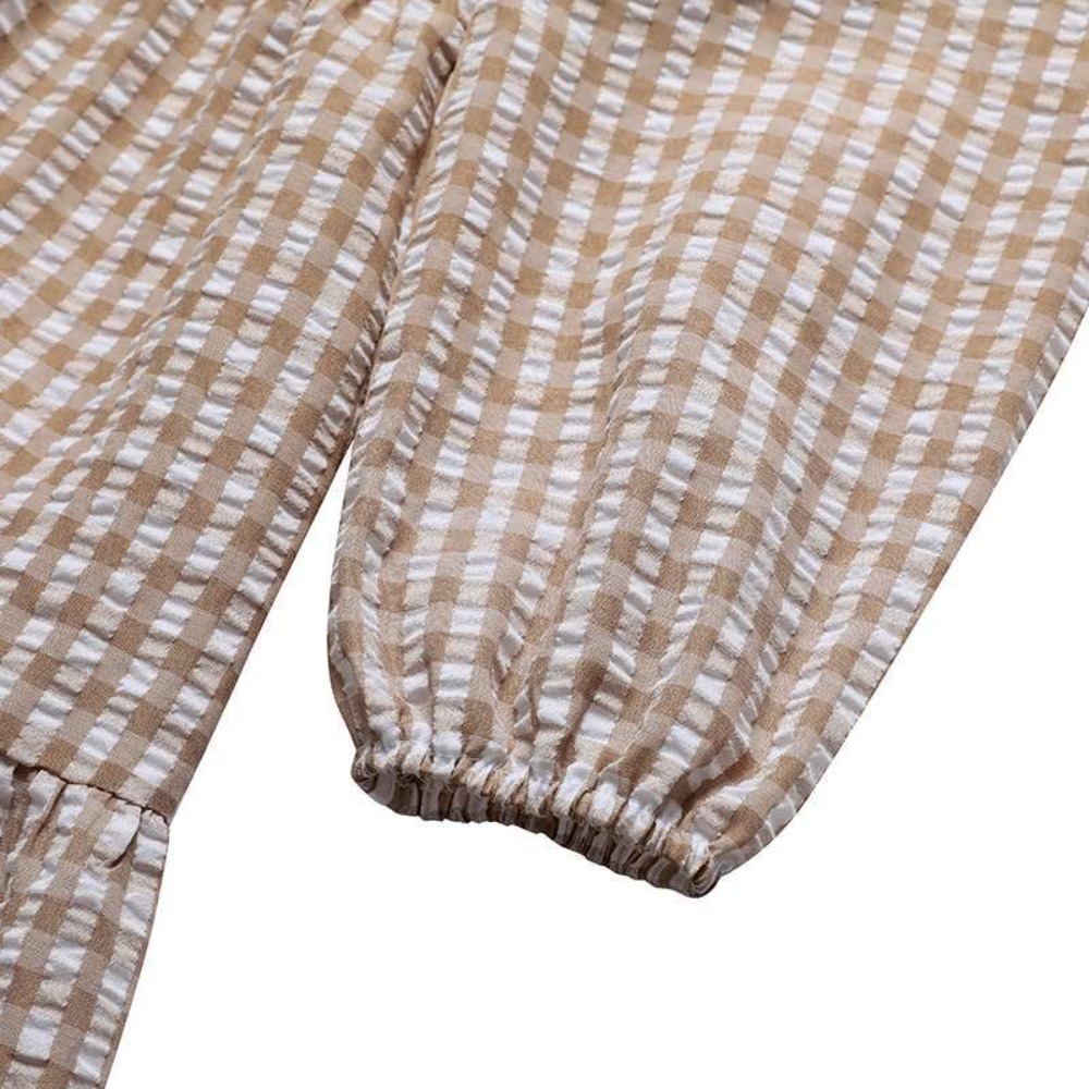 (1251) nouvelle robe musulmane à carreaux à manches bouffantes, belle et à la mode
