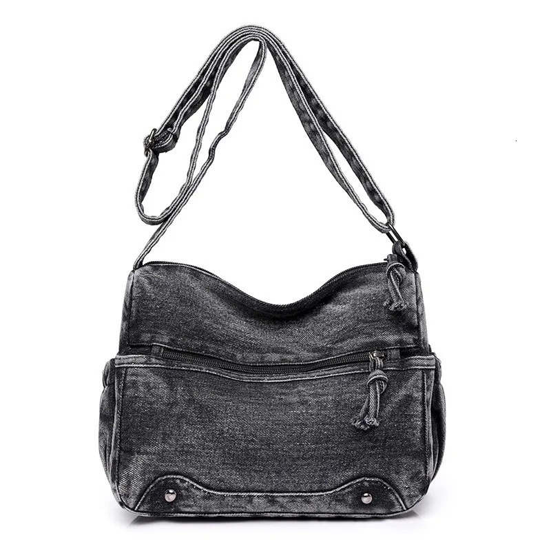 Nesitu High Quality Casual Vintage Denim Women Shoulder Messenger Bag Cross Body Lightweight Blue Black Khaki M081 260423banjia